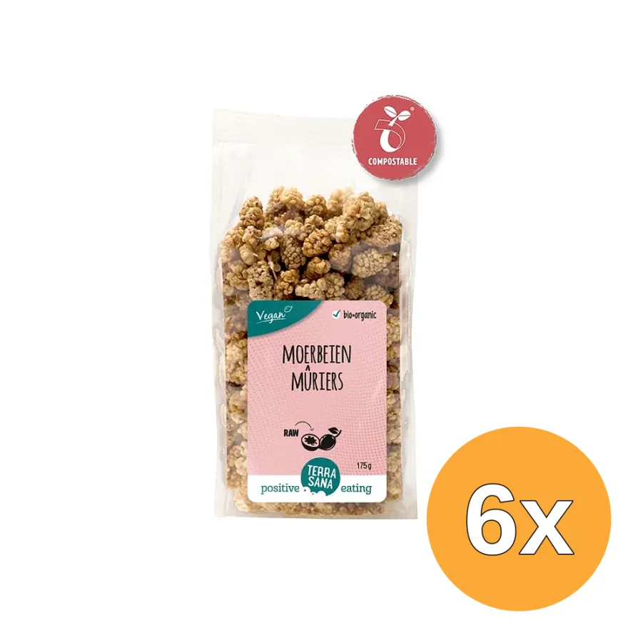 6x Terrasana Raw Moerbei Bessen Wit Bio (175 gr)