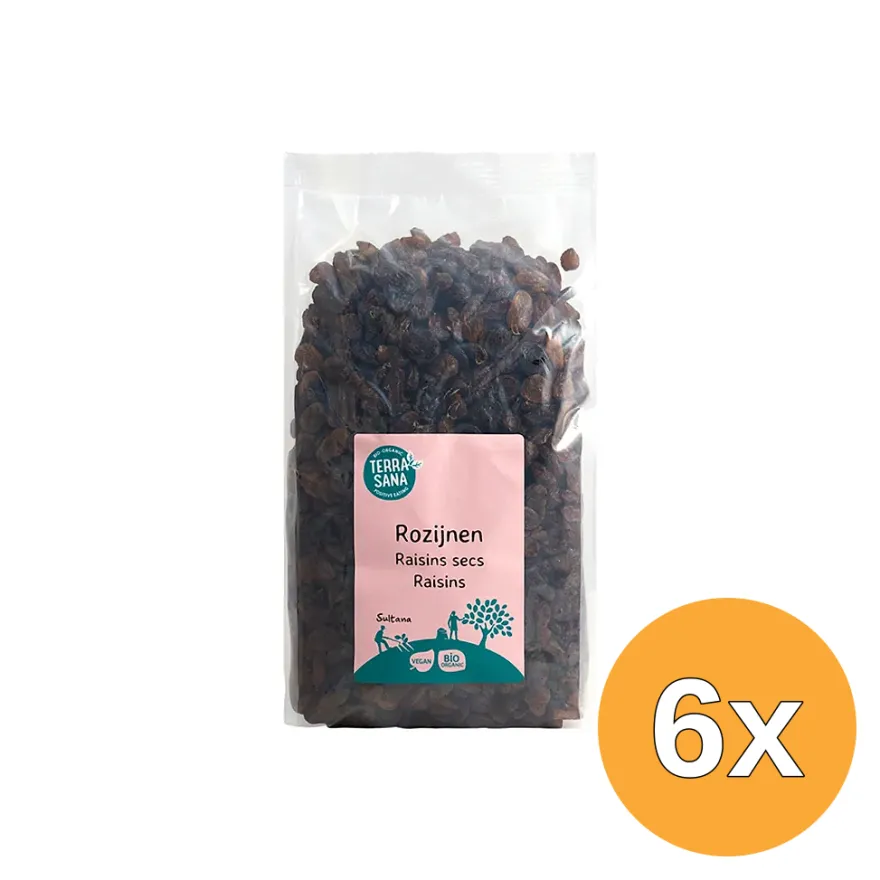 6x Terrasana Raw Rozijnen Sultanas Bio (1000 gr)