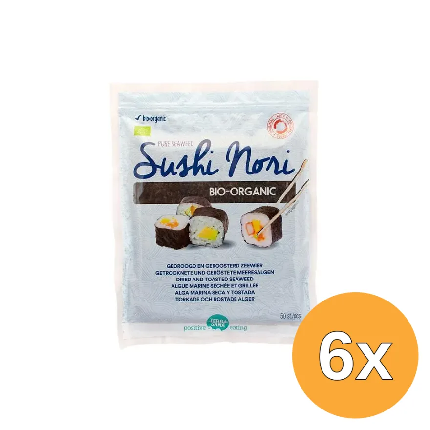 6x TerraSana Sushi Nori Geroosterd (50 vellen)