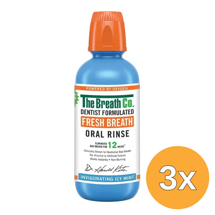 3x The Breath Co Mondwater Icy Mint (500 ml)