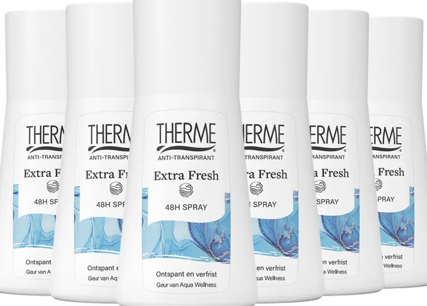 6x Therme Deospray anti-transpirant extra fresh (75 ml)