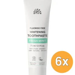 6x Urtekram Tandpasta whitening fresh mint (75 ml)