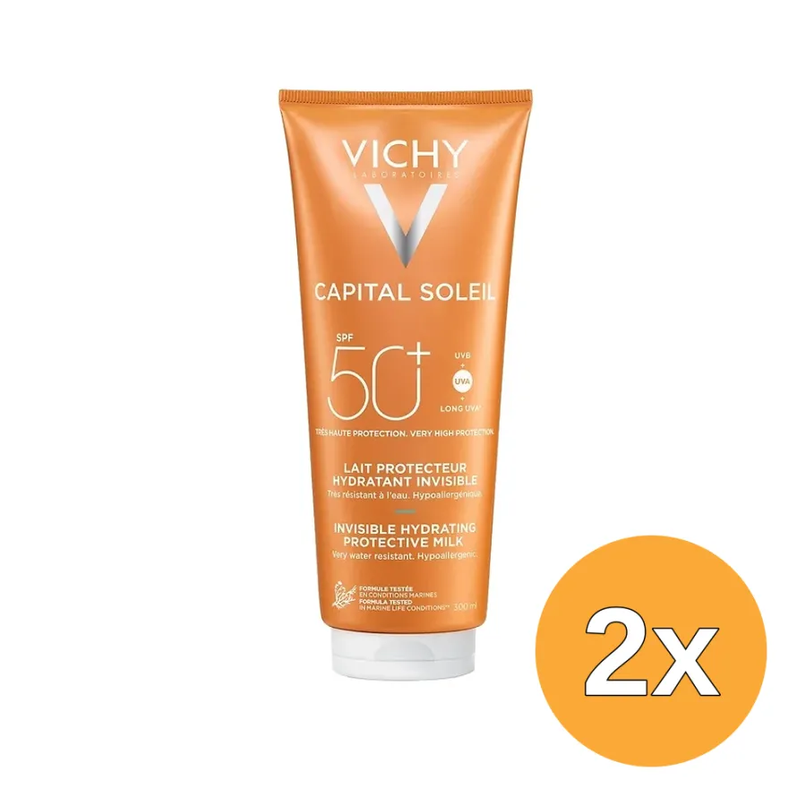 2x Vichy Capital Soleil Invisible Hydrating Protective Milk SPF50+ (300 ml)
