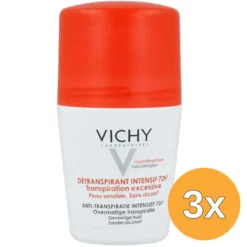 3x Vichy Deodorant Overmatige Transpiratie Roller 72h (50 ml)