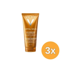 3x Vichy Ideal Soleil Moisturizing Self Tanning Milk Face & Body (100 ml)