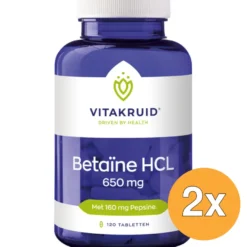 2x Vitakruid Betaïne HCL 650 mg (120 tabletten)