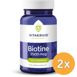 2x Vitakruid Biotine 2500 mcg voor Huid & Haar (90 vega capsules)