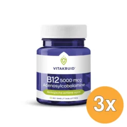 3x Vitakruid B12 5000 mcg Actief Adenosylcobalamine Vitamine (60 tabletten)