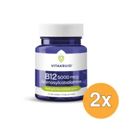 2x Vitakruid B12 5000 mcg Actief Adenosylcobalamine Vitamine (60 tabletten)