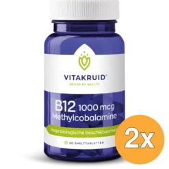 2x Vitakruid B12 1000 mcg Actief Methylcobalamine Vitamine (90 stuks)