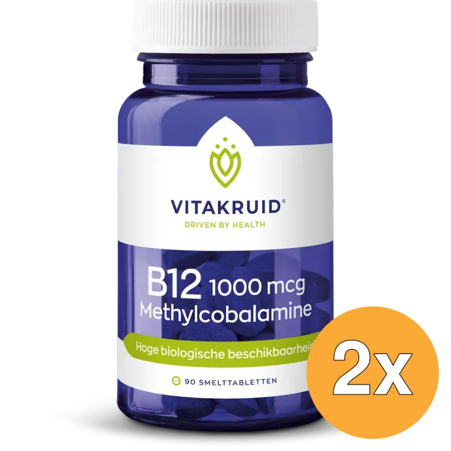 2x Vitakruid B12 1000 mcg Actief Methylcobalamine Vitamine (90 stuks)