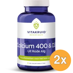 2x Vitakruid Calcium 400 & D3 uit Duurzame Rode Alg Aquamin TG® (90 kauwtabletten)