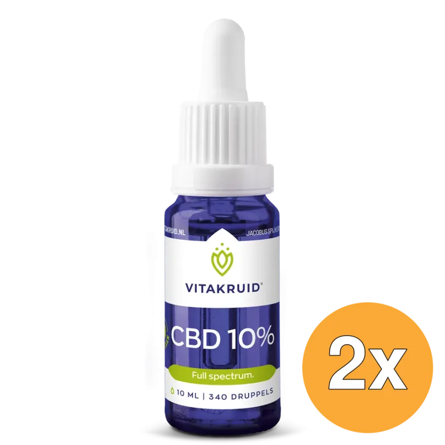 2x Vitakruid CBD Olie 10% Full Spectrum met MCT als Drager (10 ml)