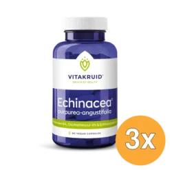 3x Vitakruid Echinacea 600 Purpurea (4%) Angustifolia (6%, 4%) (90 vega capsules)
