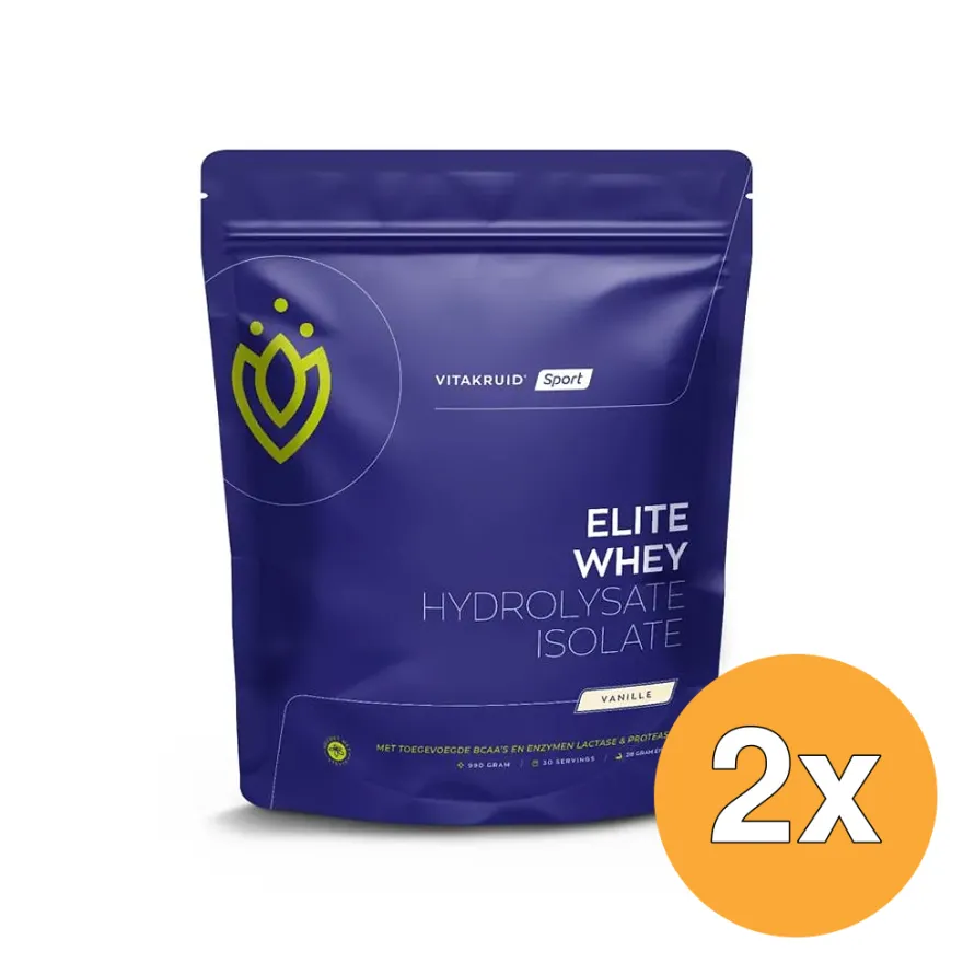 2x Vitakruid Elite Whey Protein 50% Hydrolysate 50% Isolate – Vanille (990 gr)