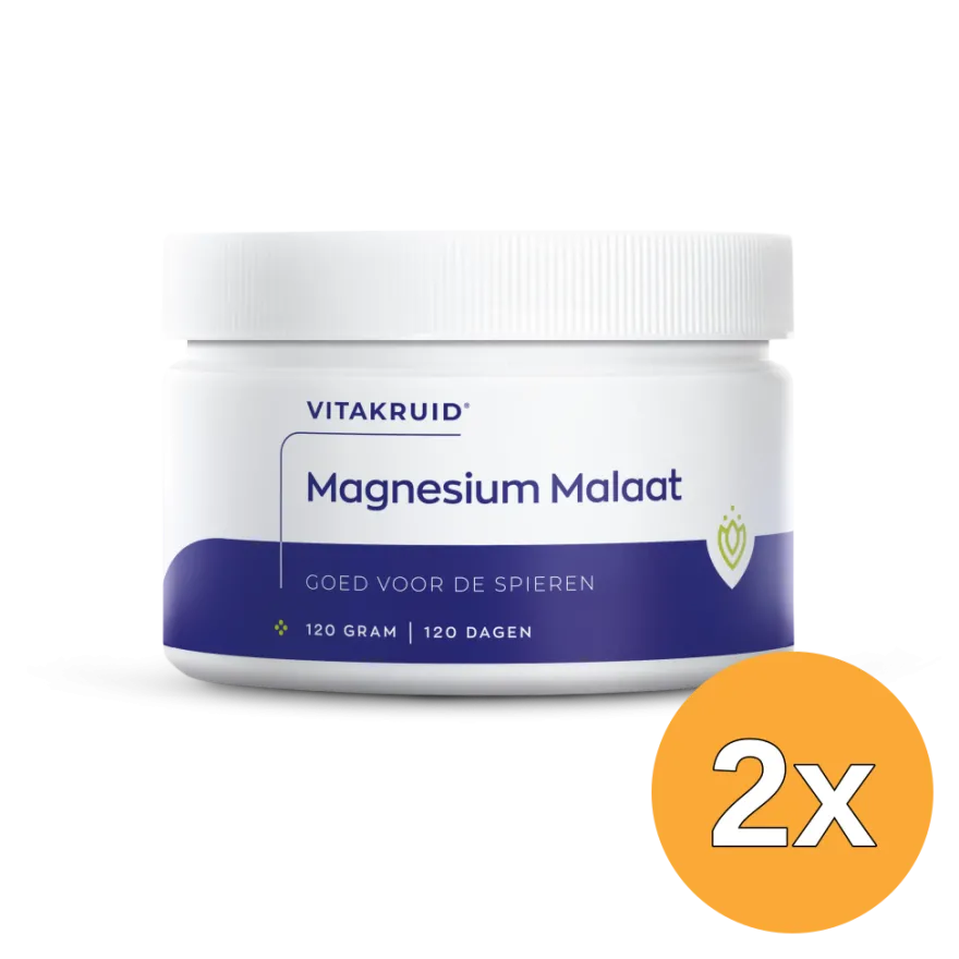 2x Vitakruid Magnesium Malaat met Vitamine B6 (P-5-P) (120 gr)