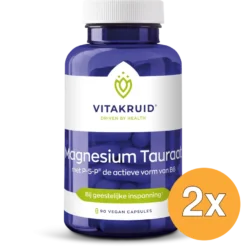 2x Vitakruid Magnesium Tauraat met Vitamine B6 (P-5-P) (90 vega capsules)
