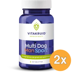2x Vitakruid Multi Dag Man Sport 100% Vegan (30 tabletten)