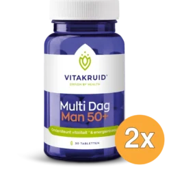 2x Vitakruid Multi Dag Man 50+ 100% Vegan (30 tabletten)