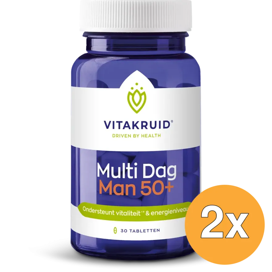 2x Vitakruid Multi Dag Man 50+ 100% Vegan (30 tabletten)