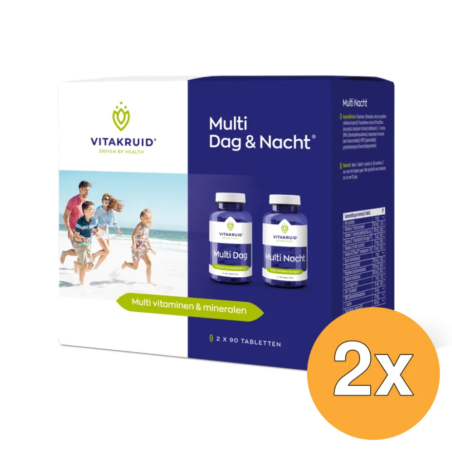 2x Vitakruid Multi Dag & Nacht HD 100% Vegan (2 x 90 tabletten)