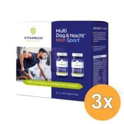 3x Vitakruid Multi Dag & Nacht Man Sport 100% Vegan (2 x 30 tabletten)