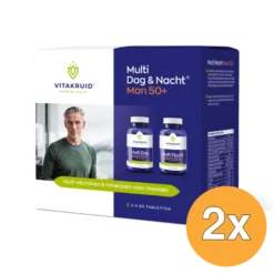 2x Vitakruid Multi Dag & Nacht Man 50+ 100% Vegan (2 x 90 tabletten)