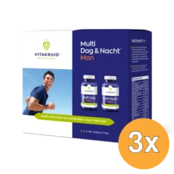 3x Vitakruid Multi Dag & Nacht Man 100% Vegan (2 x 90 tabletten)