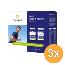 3x Vitakruid Multi Dag & Nacht Man 100% Vegan 2 X 30 (60 tabletten)
