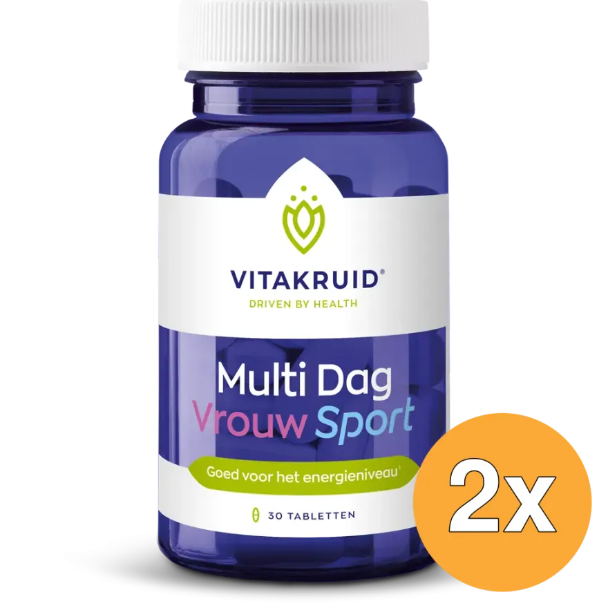 2x Vitakruid Multi Dag Vrouw Sport 100% Vegan (30 tabletten)