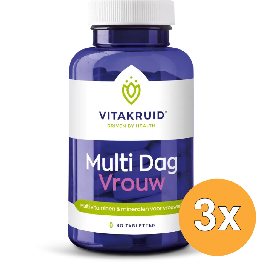 3x Vitakruid Multi Dag Vrouw 100% Vegan (90 tabletten)