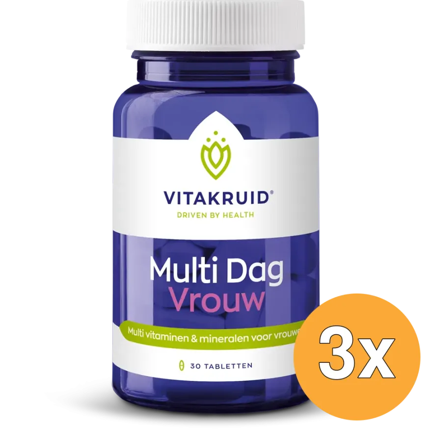 3x Vitakruid Multi Dag Vrouw 100% Vegan (30 tabletten)