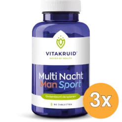3x Vitakruid Multi Nacht Man Sport 100% Vegan (90 tabletten)