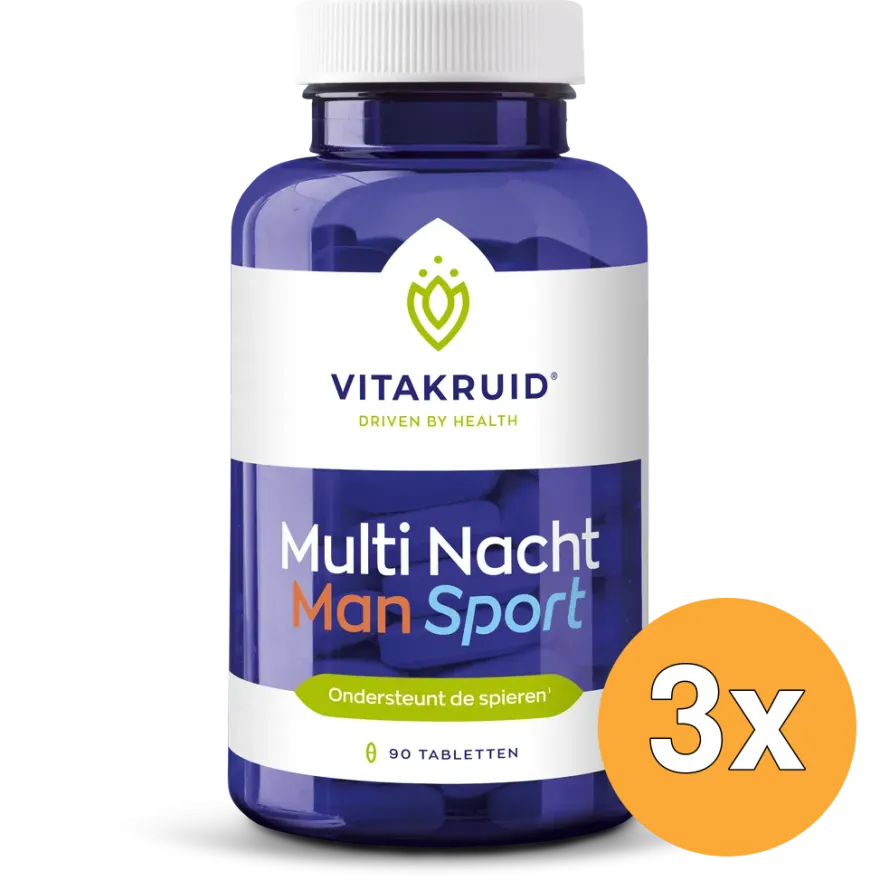 3x Vitakruid Multi Nacht Man Sport 100% Vegan (90 tabletten)