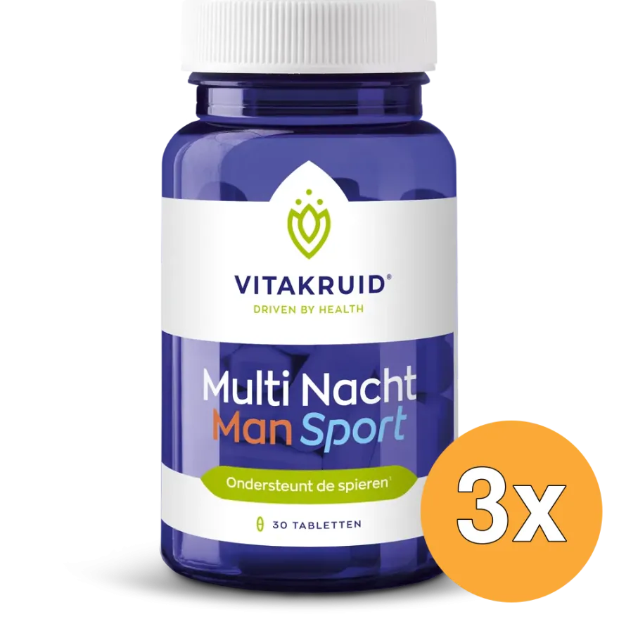 3x Vitakruid Multi Nacht Man Sport 100% Vegan (30 tabletten)
