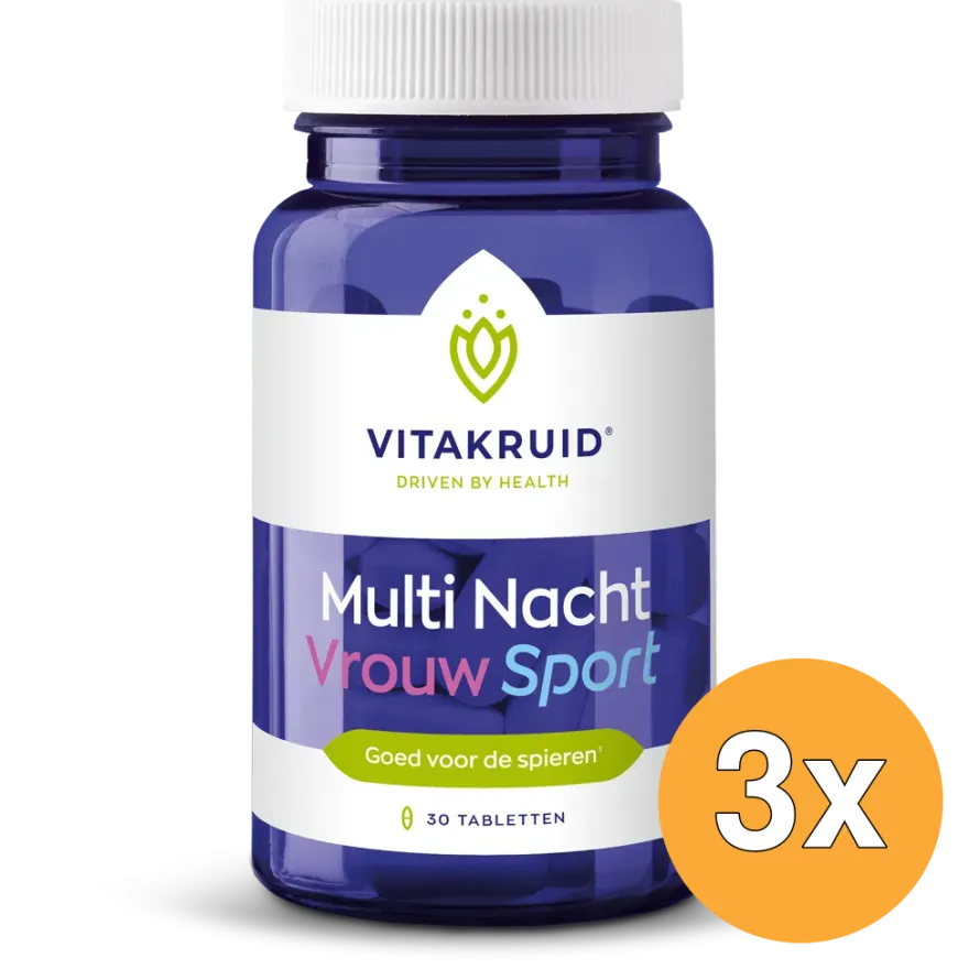 3x Vitakruid Multi Nacht Vrouw Sport 100% Vegan (30 tabletten)