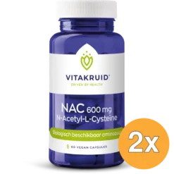 2x Vitakruid NAC 600 mg N-Acetyl-L-Cysteïne (60 vega capsules)