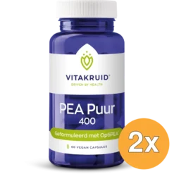 2x Vitakruid PEA Puur 400 Optipea® Palmitoylethanolamide (60 vega capsules)