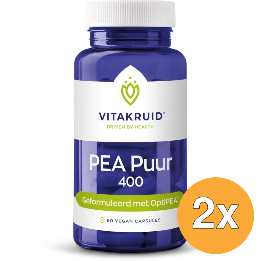 2x Vitakruid PEA Puur 400 Optipea® Palmitoylethanolamide (60 vega capsules)
