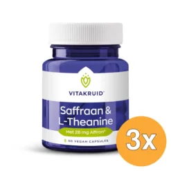 3x Vitakruid Saffraan 28 mg (Affron®) & L-Theanine Groene Thee (30 vega capsules)