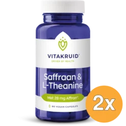 2x Vitakruid Saffraan 28 mg (Affron®) & L-Theanine Groene Thee (90 vega capsules)