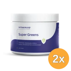 2x Vitakruid Super Greens 25 Nutrienten Oa Probiotica & Enzymen (220 gr)