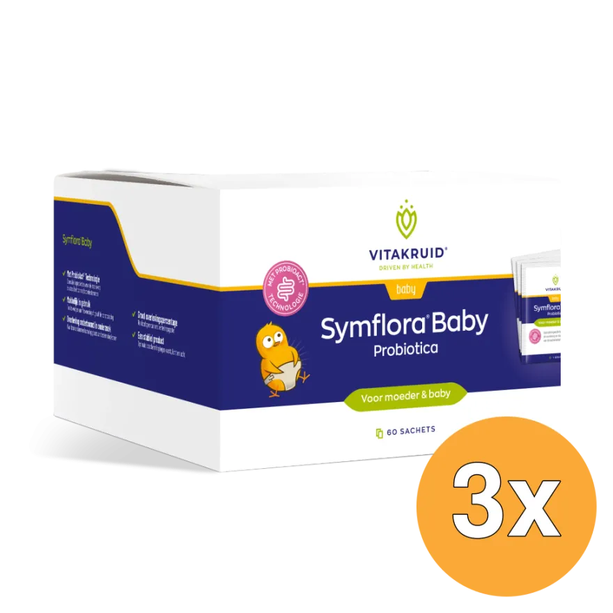 3x Vitakruid Symflora® Baby Probiotica voor Moeder & Baby (60 zakjes)