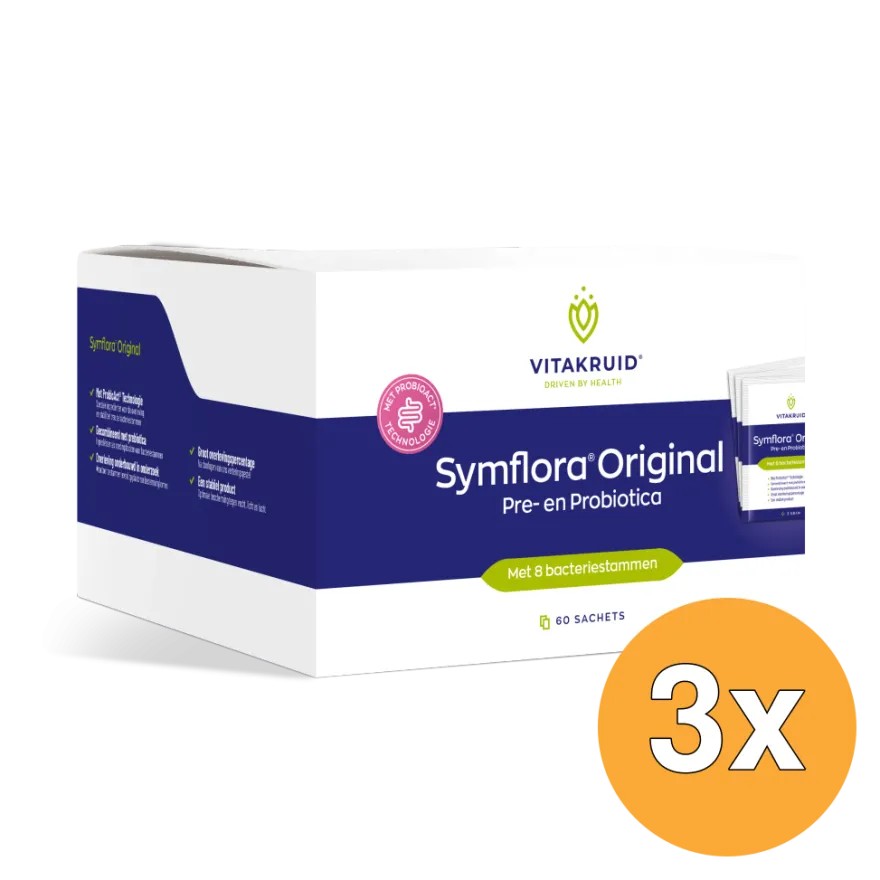 3x Vitakruid Symflora® Original Pre- en Probiotica 8 Stammen (60 zakjes)