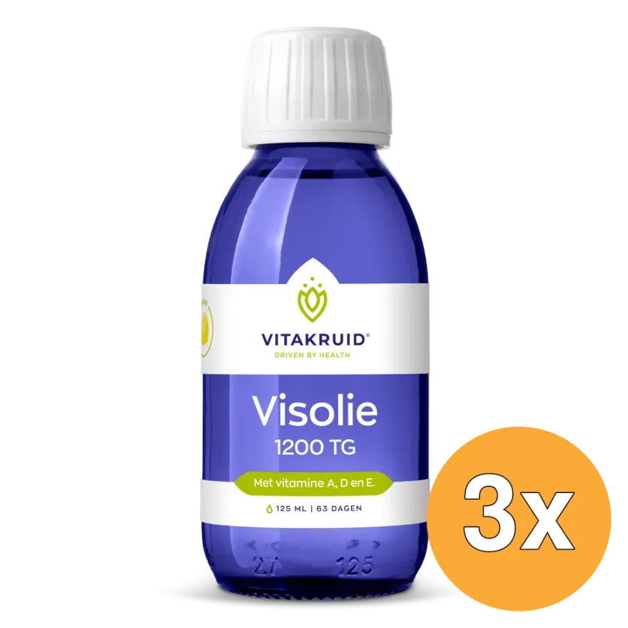 3x Vitakruid Visolie 1200 Vloeibaar Triglyceriden met A, D & E (125 ml)