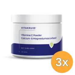 3x Vitakruid Vitamine C Poeder Calcium- & Magnesiumascorbaat (260 gr)