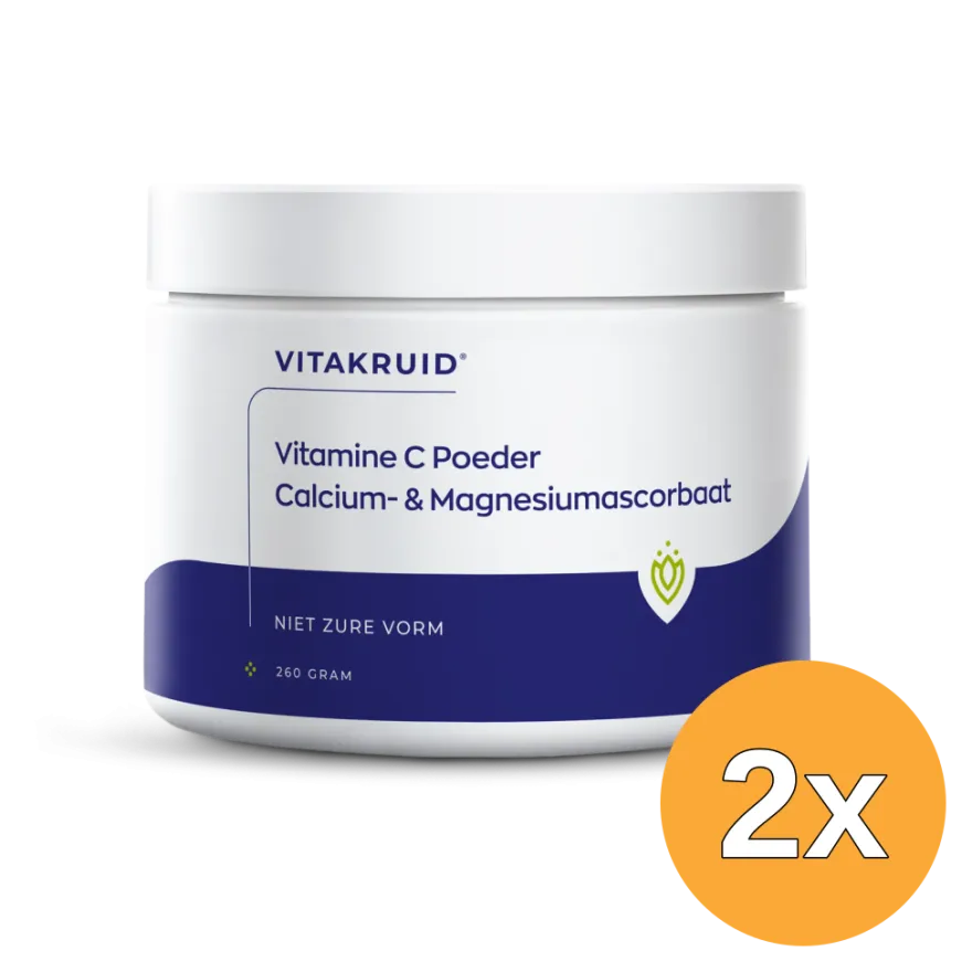 2x Vitakruid Vitamine C Poeder Calcium- & Magnesiumascorbaat (260 gr)
