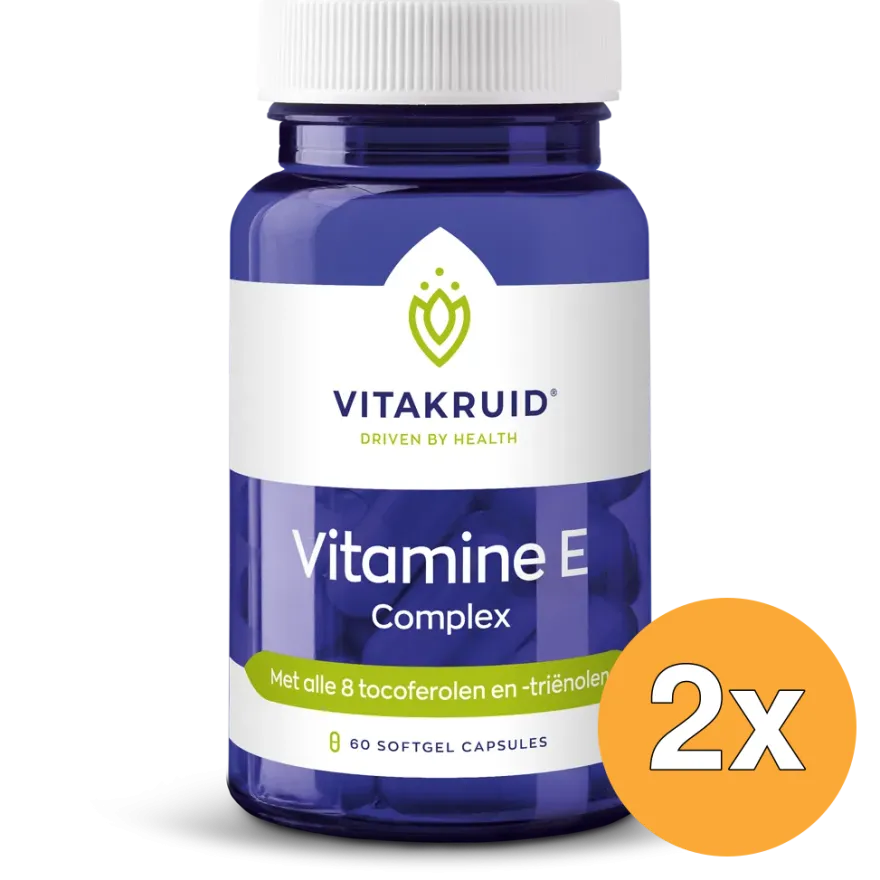2x Vitakruid Vitamine E Complex 8 Tocoferolen en -Triënolen (60 softgels)