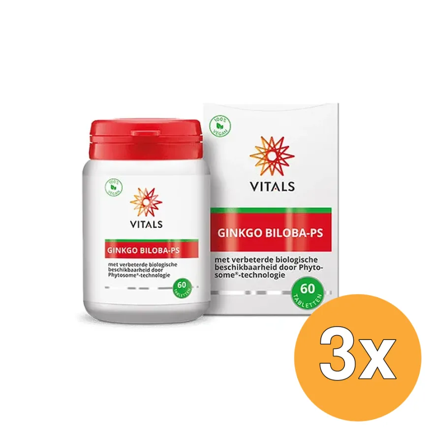 3x Vitals Ginkgo biloba PS 480 mg (60 tabletten)