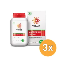 3x Vitals Magnesiumbisglycinaat 100 mg (120 tabletten)